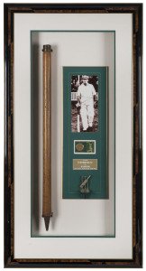 THE BODYLINE SERIES - A STUMP THAT WITNESSED THE CRISIS A cricket stump souvenired from the 3rd Test at Adelaide by Australian team member, Herbert Ironmonger and subsequently gifted to W. Martin with the inscription "To W. Martin, 3rd Test Adelaide, 18/1
