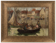 JESSIE McGEEHAN (British. 1872-1961), Ferry On The River Dordogne, oil on canvas, signed lower right "J.M. McGeehan", ​title inscription verso, 41 x 56cm - 2