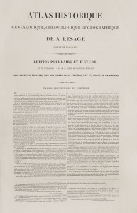 [ATLAS] A. LESAGE (pseud.); (Comte de las Cases) Atlas historique, genealogique, chronologique et geographique de A. Lesage. [Paris : Chez Dolloye; c.1837] Folio, bound in contemporary quarter morocco over marbled boards; spine with gilt lettering and orn