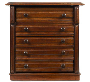 An Australian cedar apprentice chest of 5 drawers, 19th century, 50cm high, 49cm wide, 26cm deep