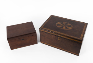 Two Australian cedar and pine boxes, one with lift out tray and compartments, 19th century, the larger 35cm across