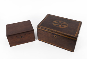 Two Australian cedar and pine boxes, one with lift out tray and compartments, 19th century, ​the larger 35cm across