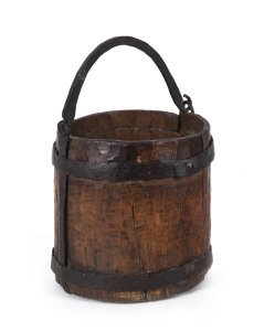 An early Colonial handmade bucket, hardwood and iron circa 1800, rare. 25cm high