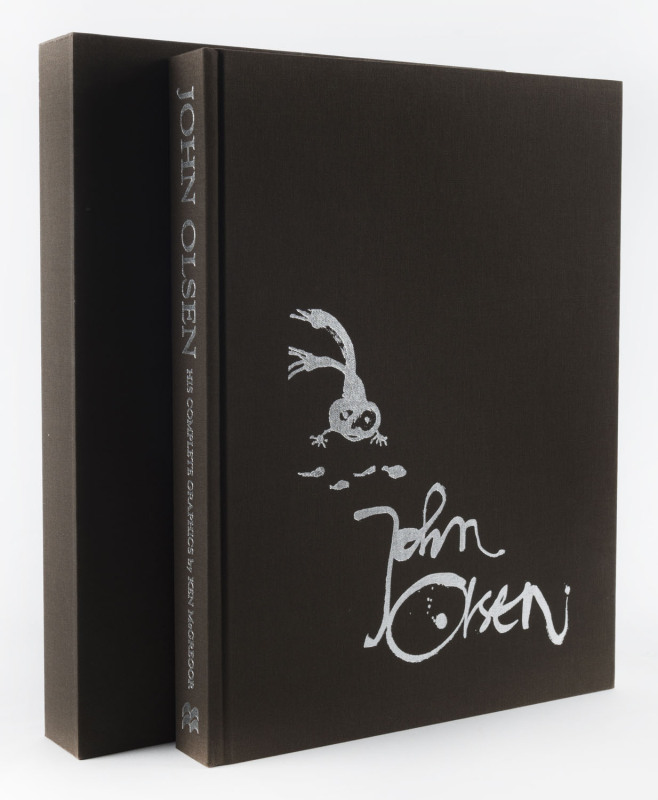 John OLSEN & Ken MCGRECOR Teeming with Life. John Olsen: His Complete Graphics 1957 – 2005 Volume 1, with original etching "Floating" [29/70] signed by the artist. Brown cloth binding and matching slipcase.