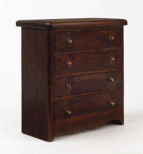 A miniature four drawer chest, Australian cedar, 20th century, 27cm high