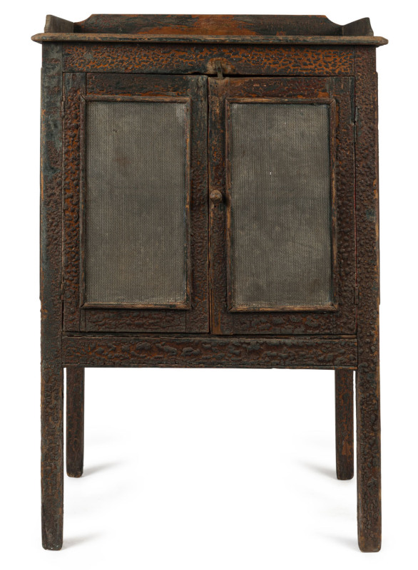 A meatsafe with rustic crackle painted finish, South Australian origin, 19th century, 130cm high, 86cm wide, 57cm deep