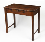 A primitive Colonial cedar one drawer hall table with square tapering legs, 19th century, 77cm high, 95cm wide, 53cm deep