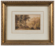 JOHN GLOVER (1767 - 1849), New Settlement - Van Diemens Land, watercolour, 13 x 20.5cm. PROVENANCE: Exhibited at Gould Galleries, Melbourne, March 1982. Catalogue Note: "This painting has been in the possession of one English family since purchase in ear - 2