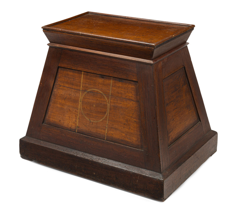 An Australian cedar pedestal with Masonic decoration, circa 1850, 77cm high, 90cm wide, 62cm deep