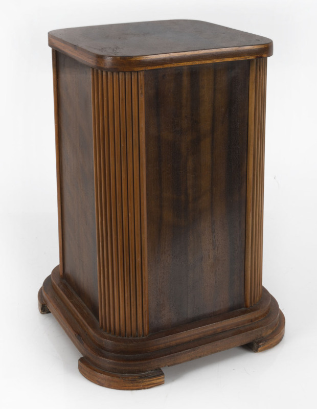 An Australian Art Deco pedestal, Queensland walnut and maple, circa 1930s, 36cm high