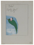 May GIBBS (1877 - 1969) Hullo! Sporty Boy! Three letterpress calendar cards, original grey boards, imprinted at lower margins "Copyright May Gibbs", and each with a shaped colour process Gumnut Babies design with printed May Gibbs signature in the image. - 2