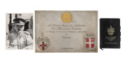 A silver presentation plaque, with applied gold cartouche and engraved "Al Lord Mayor de Melbourne / Cr. Bernard Evans / la Camera di Commercio Industria e Agricoltura di Vicenza / 13 Settembre 1960" (the Vicenza Chamber of Commerce, Industry & Agricultu