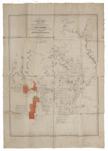Northern Territory Land Company Ltd 1882-1980s archive of documents including 1882 bank & legal correspondence with C.J. Sanders (company secretary) relating to the March 1882 incorparation of the company, plus Bank of Australasia opening account books, early map of Port Darwin area showing land divisions, 1901 booklet "The Sugar Question in Queensland", copy of 1902 Act providing for construction of Oodnadatta to Pine Creek railway line with attached map of existing Australian railway lines