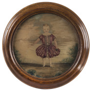 CHARLES HENRY THEODORE COSTANTINI (attributed), portrait of a girl, 19th century, watercolour, in original circular cedar frame, image 22cm diameter, frame 29.5cm overall