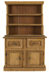 A salesmen's sample miniature kitchen dresser, pine with metal fittings, 19th century, 57cm high