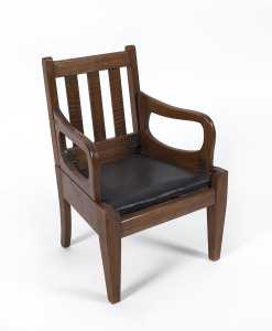 A child's folding potty chair, Australian blackwood with fiddleback splats, circa 1910, 58cm high