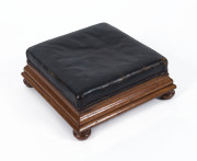 JOSEPH SLY Colonial cedar footstool, mid 19th century, stamped on the inside rail "J.SLY", 17cm high, 43cm wide, 43cm deep