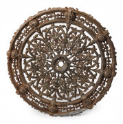 A large and impressive architectural ceiling rose from the LAUNCESTON BANK FOR SAVINGS in Tasmania, painted cast iron, 19th century, 84cm diameter