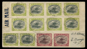 PAPUA - Aerophilately & Flight Covers: 1928 (Nov 21) Port Moresby-USA Internal Airmail Combination Franking AAMC.P1a on registered cover to East Orange, NJ with Lakatois ½d (14) & 2d pair tied 'PORT MORESBY/PAPUA' datestamps, red/white registration label, cover carried by ship to Australia and then to West Coast of America, USA 5c Beacon Airmail tied by 'SAN FRANCISCO/JAN20/CALIF/1929' transit to the reverve paying the domestic airmail fee, fine condition, Cat. $800.