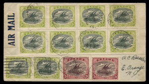 PAPUA - Aerophilately & Flight Covers: 1928 (Nov 21) Port Moresby-USA Internal Airmail Combination Franking AAMC.P1a on registered cover to East Orange, NJ with Lakatois ½d (14) & 2d pair tied 'PORT MORESBY/PAPUA' datestamps, red/white registration label