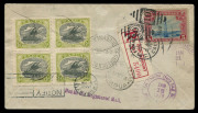 PAPUA - Aerophilately & Flight Covers: 1928 (Nov 21) Port Moresby-USA Internal Airmail Combination Franking AAMC.P1a on registered cover to East Orange, NJ with Lakatois &frac12;d (14) & 2d pair tied 'PORT MORESBY/PAPUA' datestamps, red/white registration label - 2