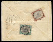 PAPUA - Aerophilately & Flight Covers: 1926 (Oct.11) Pacific Islands Survey Flight AAMC.P2a with Biplane over Map illustration in blue, addressed to NSW with Lakatois 1½d on face plus 1½d & 3d on reverse all cancelled by DARU '11OC26' datestamps, cover fl - 2