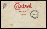 4 Dec.1921 Perth - Derby (AAMC.56a) Jas A Dimmett Motor Accessories Castrol Oil advertising cover carried by Western Australian Airways on the inaugural flight of Australia's first regular airmail service with 3d Kangaroo (surface fault) and KGV 2d orange - 2