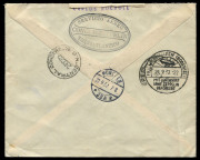 PARAGUAY: 1932 (Sept.) Paraguay - Germany per "Graf Zeppelin" registered to Australia with flight cachets including oval 'SERVICIO AEREO/CONDOR-ZEPPELIN/TRANSATLANTICO' on the flap, German 'FRIEDRICHSHAFEN (BODENSEE)/21.9.32/MIT LUFTSCHIFF/GRAF ZEPPELIN/B - 2