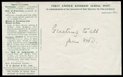 AUSTRALIA: Aerophilately & Flight Covers: Commercial Airmail Inwards to Australasia: Great Britain - Accelerated By Airmail: 1911 (Sept. 9) first day use of deep dull green envelope (with insert) at inaugural British air mail service to Sydney. Two exampl - 2