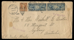 AUSTRALIA: Aerophilately & Flight Covers: Commercial Airmail Inwards to Australasia: United States - Accelerated By Airmail:  1926 (Nov. 22) cover San Diego to Sydney with handstamped 'Via Air Mail' paid at 24c for airmail service California-New York for 