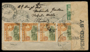 AUSTRALIA: Aerophilately & Flight Covers: Commercial Airmail Inwards to Australasia: Malta: 1944 (Feb. 7) registered cover Notabile to Babinda Queensland, redirected Brisbane, franked 4&frac12;d strip of four plus 1d tied by 'NOTABILE BO/MALTA' double-circle cds - 2