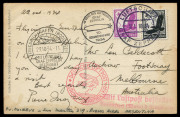 AUSTRALIA: Aerophilately & Flight Covers: Commercial Airmail Inwards to Australasia: Germany: 1934 (Oct 21) real photo postcard (LZ127 Graf Zeppelin) to Melbourne carried to Friedrichshafen by Graf Zeppelin (arrived Oct 23), thence surface to Australia, f