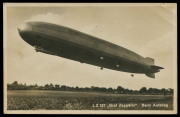 AUSTRALIA: Aerophilately & Flight Covers: Commercial Airmail Inwards to Australasia: Germany: 1934 (Oct 21) real photo postcard (LZ127 Graf Zeppelin) to Melbourne carried to Friedrichshafen by Graf Zeppelin (arrived Oct 23), thence surface to Australia, f - 2