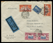 AUSTRALIA: Aerophilately & Flight Covers: Commercial Airmail Inwards to Australasia: Lithuania: 1937-38 D. Fain (Kaunas) covers to Henry B Smith Melbourne, varying compositions for 3L40 rate (UPU 60c plus airmail surcharge 2L80 per 10gms), two types of 'P - 2