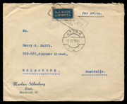 AUSTRALIA: Aerophilately & Flight Covers: Commercial Airmail Inwards to Australasia: Poland: 1934 (Aug-Nov) Markus Silberberg (Lodz) covers to Henry B Smith (Melbourne), with attractive franking compositions of 360g and 365g via Karachi Imperial Airways s - 3