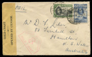 AUSTRALIA: Aerophilately & Flight Covers: Commercial Airmail Inwards to Australasia: Gold Coast: 1940-41 censored covers from Dunkwa and Accra to NSW at reduced 1/3d combined airmail rate per &frac12;oz, reasonable strikes of Gold Coast censor hexagonal handstam - 2