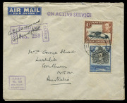 AUSTRALIA: Aerophilately & Flight Covers: Commercial Airmail Inwards to Australasia: Kenya, Uganda & Tanganyika: 1940-41 'ON ACTIVE SERVICE' covers from same correspondence to Goulburn NSW, varying compositions for civilian 1s30 single rate, 'APO/U/MPK/6'