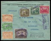 AUSTRALIA: Aerophilately & Flight Covers: Commercial Airmail Inwards to Australasia: Nicaragua: 1932 (Feb. 27) The Anglo-South American Bank (Managua) registered cover to Sydney bearing aggregate franking (both sides) 1cor27½ for airmail to USA only, back