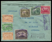 AUSTRALIA: Aerophilately & Flight Covers: Commercial Airmail Inwards to Australasia: Nicaragua: 1932 (Feb. 27) The Anglo-South American Bank (Managua) registered cover to Sydney bearing aggregate franking (both sides) 1cor27&frac12; for airmail to USA only, back