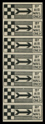 Mar.1930 (AAMC.156ad; Frommer 34b) Queensland Air Navigation Co., black & white "chequerboard" (12 squares) 'BY AIR MAIL ONLY' vignette, in a vertical strip of 7, as issued, with roulettes for separating the units.