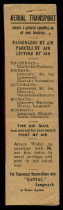 1927 (AAMC.107b; Frommer 25) QANTAS vignette black on red inscribed 'See/BY AIR MAIL/Western Queensland', strip of 6 in black on buff booklet covers, no staples.