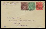 7 June 1924 (AAMC.72) Sydney - Adelaide flown cover, carried by Australian Aerial Services Ltd on their inaugural service via Mildura, Hay, Narrandera and Cootamundra. Cat. $550.