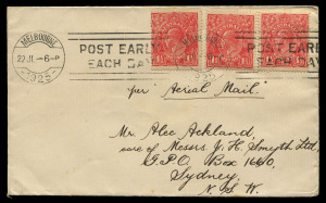 21-22 July 1925 (AAMC.87) Melbourne - Sydney flown cover, carried by Australian Aerial Services Ltd on their inaugural flights over this route. Cat.$300.
