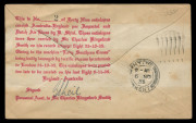 THE LAST MAILS FLOWN BY CHARLES KINGSFORD SMITH 23 Oct. 1935 (AAMC.545) Australia - U.K. - Italy - U.K. cover flown by Kingsford Smith and Pethybridge on their record-attempt flight. [No. 2 of 49 flown] - 2