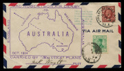 October 1934 (AAMC.451a) MacRobertson Air Race cover flown by J.H Wright and J. Polando from Mildenhall to Abadan with large cachet signed by Wright, G.B 1&frac12;d cancelled at Mildenhall Aerodrome (skeleton c.d.s, Oct. 20) and Persia 30d cancelled at Abadan, p