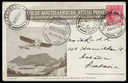 SOUTH AFRICA - Aerophilately & Flight Covers: 27th Dec 1911 Kenilworth - Muizenberg 'FIRST SOUTH-AFRICAN AERIAL POST' PPC with C.O.G.H. KEVII 1d tied by superb strike of 'FIRST SOUTH AFRICAN/KENILWORTH/Dec-27-11/AERIAL POST cachet with KENILWORTH CAPE da