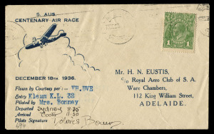 16 Dec.1936 (AAMC.664-696) Brisbane - Adelaide South Australian Centenary Air Race, the complete set of 33 covers individually prepared for each competitor in their respective aircraft including the Civil Aviation Department's Monospar piloted by Flt Lieu