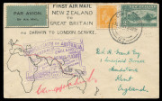 NEW ZEALAND - Aerophilately & Flight Covers: 17th April 1931 (NZAMC.49) per Australia - England airmail, Kingsford Smith signed covers (5) all accepted at Christchurch with '16AP31' datestamps, forwarded on the overnight inter-island ferry steamer to Well - 3