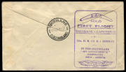 8 April 1937 (AAMC.714) Brisbane - Capetown flight cover unofficially flown to Koepang (Timor) with Queensland QV 1d & Australia KGV 1d green tied by BRISBANE machine cancel plus Netherland Indies 15c tied by KOEPANG arrival datestamp, signed by Mrs H.B. - 2