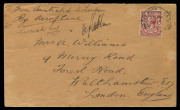 30 June 1926 (AAMC.100) England - Australia - England cover endorsed "from Australia to London By Aeroplane" carried by Sir Alan Cobham and Sgt AH Ward on their return flight, franked with Great Britain KGV 1&frac12;d brown tied 'THE HYDE SO NW2/2OC/26' datestam